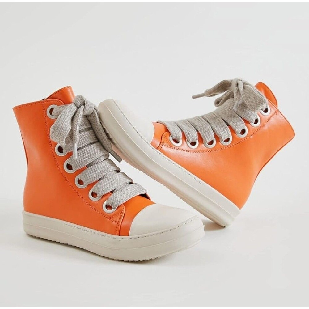 New Womens High Top Sneakers Thick Shoe Laces PU Leather Comfort Platform